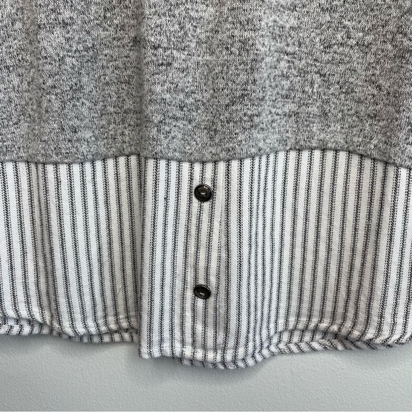 Monteau Preppy Classic Gray Crewneck Roll Tab Layered Sweater Top Blouse - Picture 5 of 8